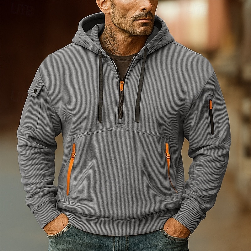 Per uomo Felpa con cappuccio Velluto a coste Felpa con cappuccio e zip corta Felpa con cappuccio in pile Felpa con cappuccio tattica Nero Bianco Rosso Blu Cachi Con Cappuccio Semplice Cerniera Sport del 2025 a $32.99 –P5