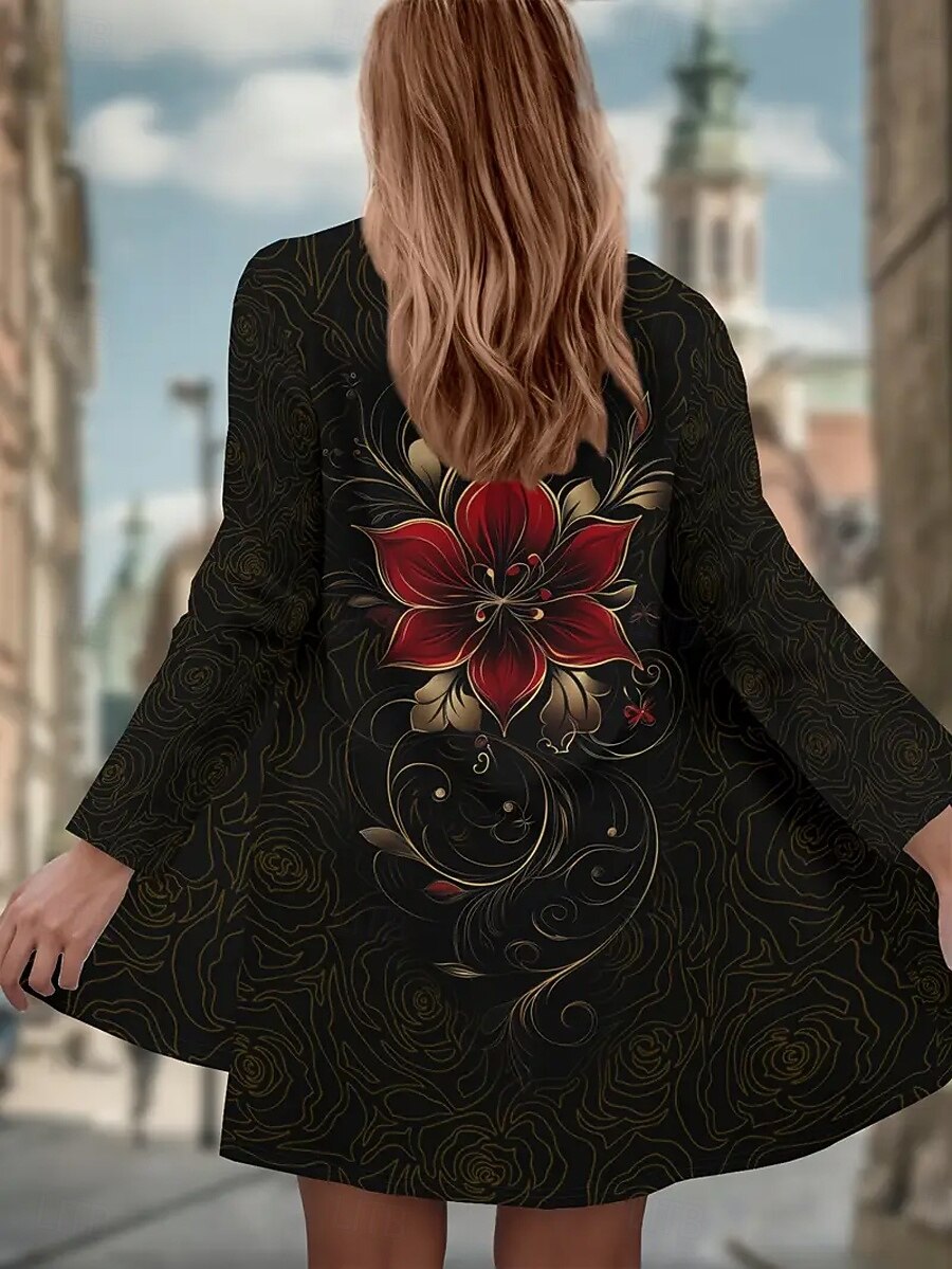 Femmes Manteau d'Hiver Trench Léger Confortable Imprimé Front ouvert ancien Mode Occasionnel Fleuri Vacances Occasionnel Long Sans Col Coupe régulière manche longue Vêtements d'extérieur Rouge Violet de 2025 ? $19.99 –P3