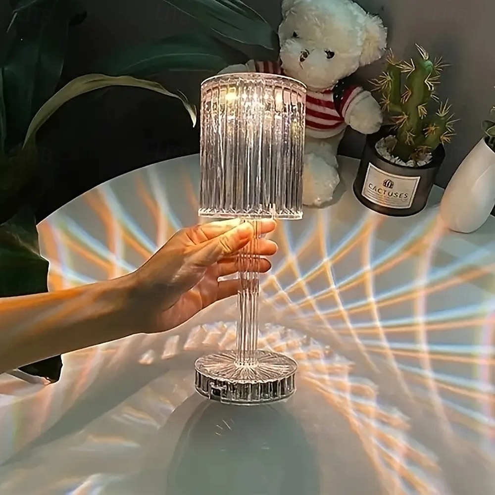 elegante abajur de cabeceira com toque de cristal - luz LED ajustável com bateria recarregável e carregamento USB, decoração de interiores, luminária de mesa moderna, luminária de mesa decorativa, luz de 2025 por $14.99 –P3