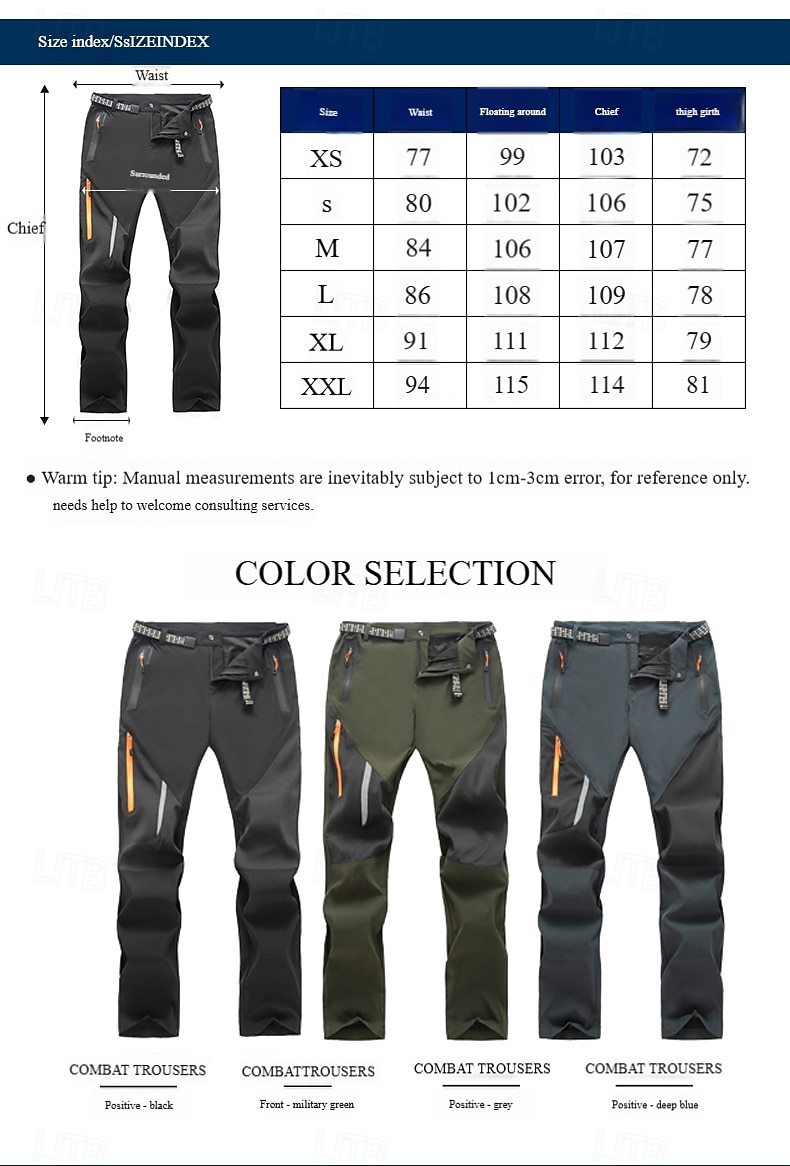 Men's Hiking Pants Trousers Patchwork Summer Spring Autumn / Fall Outdoor Tailored Fit Waterproof Windproof Zipper Pocket Comfortable Bottoms Full Length Elastic Waist Zipper Pocket Dark Grey Black 2026 - $35.99 –P3