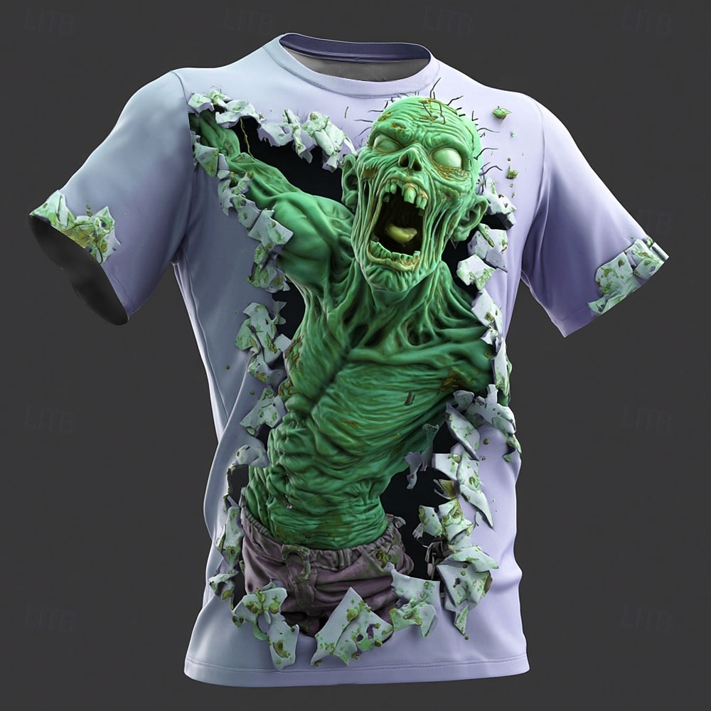 Halloween Miesten 3D Print Zombeja 3D T-paita Lyhythihainen T-paita 3D-tulostus Tiukka pyöreä kaula-aukko Paita Liioiteltu Suunnittelija Kauhu Juhla Katu Pyhäpäivä Vaalean sininen Vihreä 1# Vihreä 2# 2025 - $19.99 –P4
