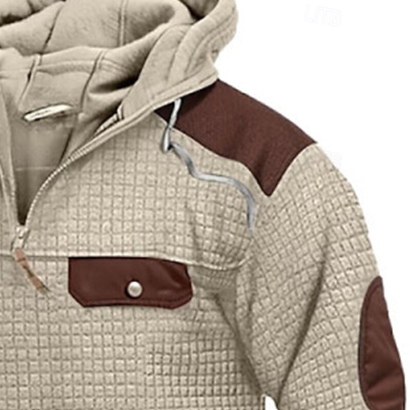 Hombre Sudadera Sudadera con capucha y diseño de gofres Sudadera con capucha y cremallera de un cuarto Sudadera táctica con capucha Caqui Con Capucha Plano Retazos Cremallera Deporte Casual Diario 2025 - $43.99 –P4