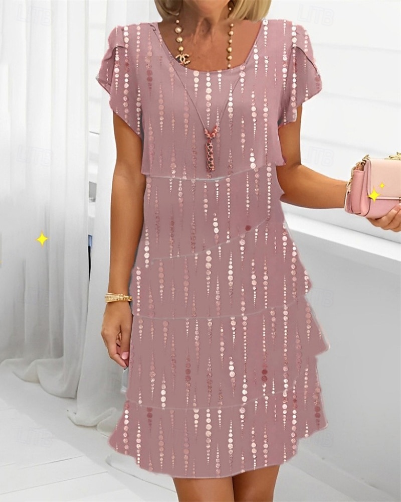 Women's Mini Dress Casual Dress Chiffon Dress Summer Dress Fashion Modern Daily Beach Weekend Regular Fit Flower Short Sleeve Crew Neck Pink Blue Lavender Dark Blue Summer Spring 2025 - $26.99 –P2