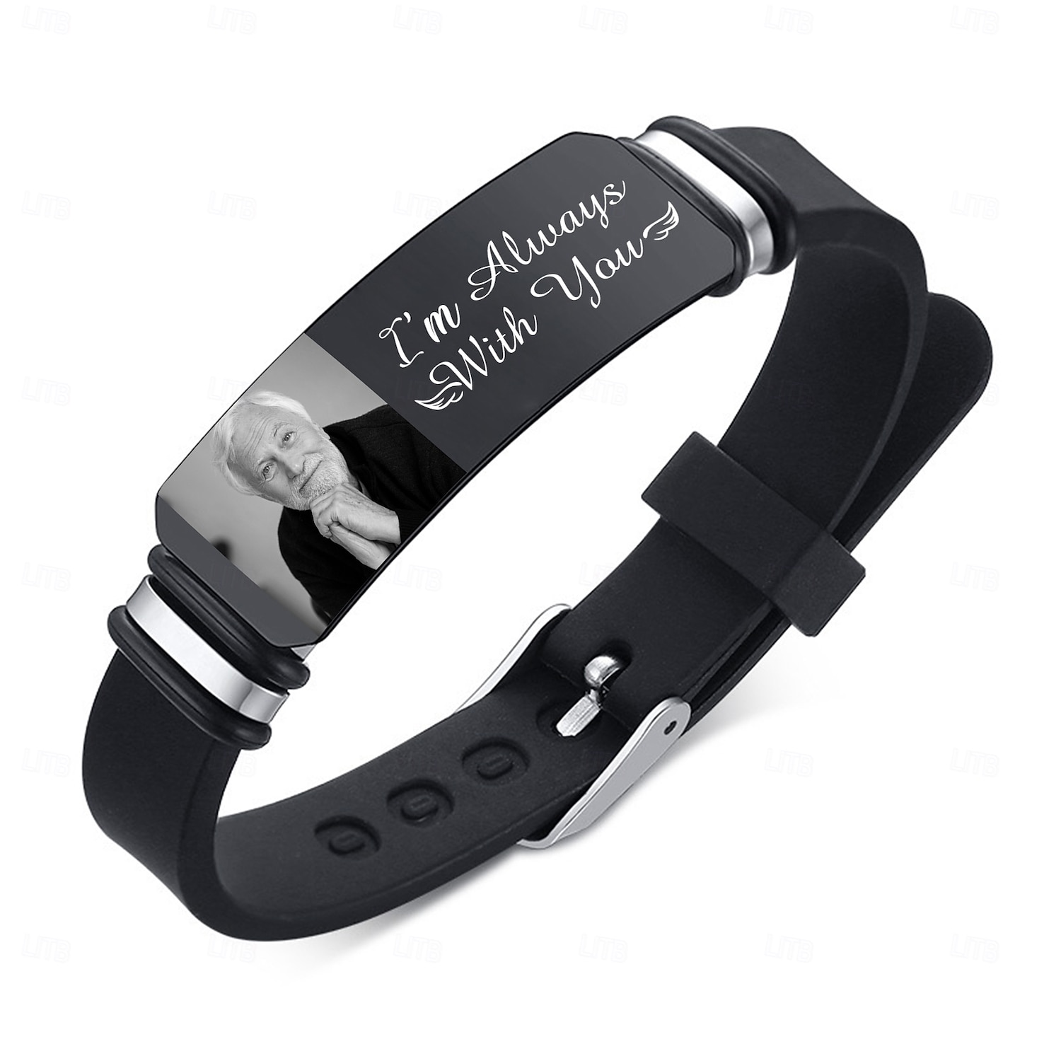 Personalisiertes Foto-Gedenkarmband mit individueller Gravur, Herrenarmband, Beileidsgeschenke für den Verlust geliebter Menschen, ich bin immer bei dir 2025 - $11.99 –P6