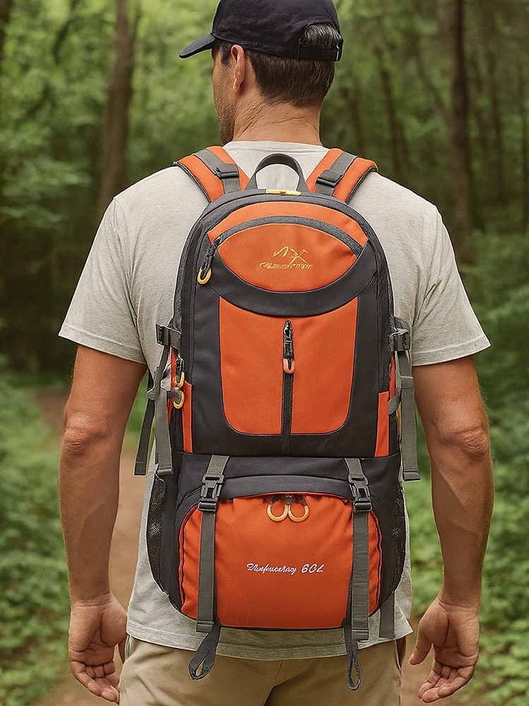 Herr 60l vandringsryggsäck – slitstark och rymlig friluftsryggsäck med vattenavvisande tyg, flera fack och bekväm passform för vandring, camping och resor 2025 - $46.99 –P2