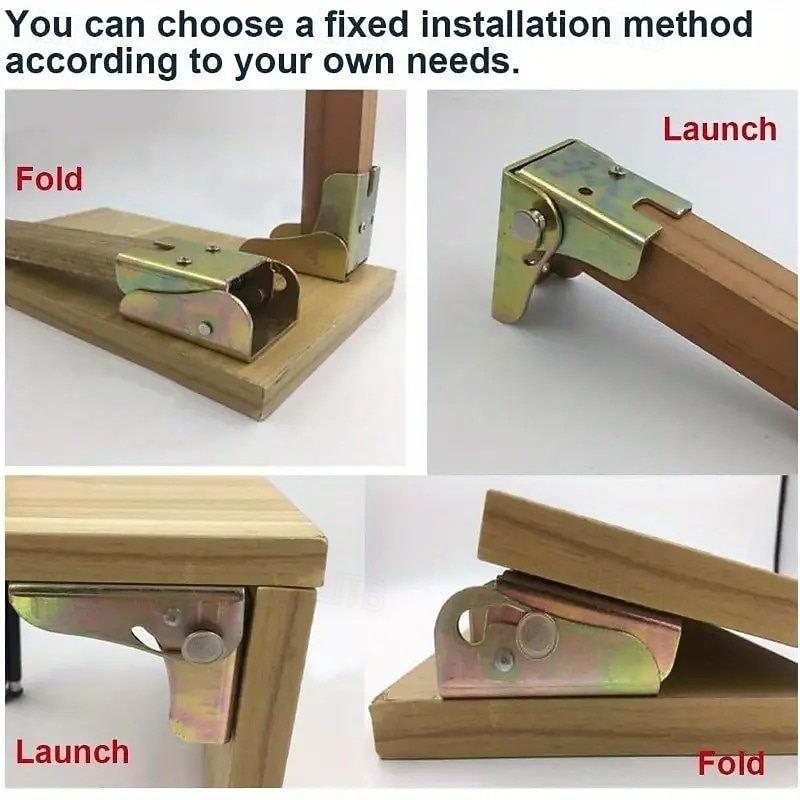 4-pack kraftiga fällbara bordsbenfästen med självlåsande gångjärn, fällbara järnfästen för bords-, stols- och sängben, låsbara förlängningsstödgångjärn med skruvar 2025 - $19.99 –P5