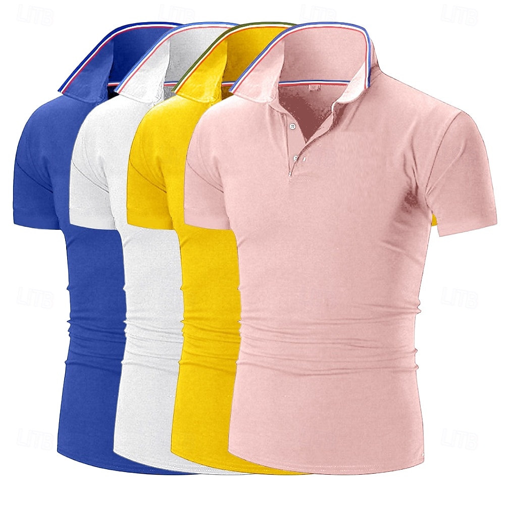 Pánské Golfová košile Polokošile Pique Obchod Ležérní Žebrovaný polo límec Krátký rukáv Módní Základní Pevná barva Knoflíky Vícebalení Léto Jaro & podzim Celý rok Slim 1# 2# 3# 4# 5# 6# Golfová košile 2025 - $41.99 –P11