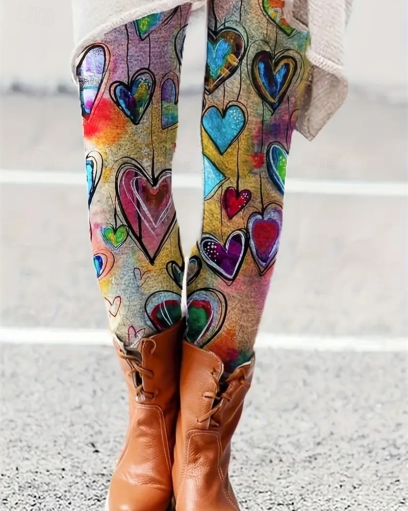 Per donna Pantaloni Leggings Leggings comodi Streetwear Casual Lunghezza intera Vita Alta Cuore Elastico in vita Stampato Traspirabilità Confortevole Elasticizzato Vacanza Streetwear Abbigliamento del 2026 a $19.99 –P1