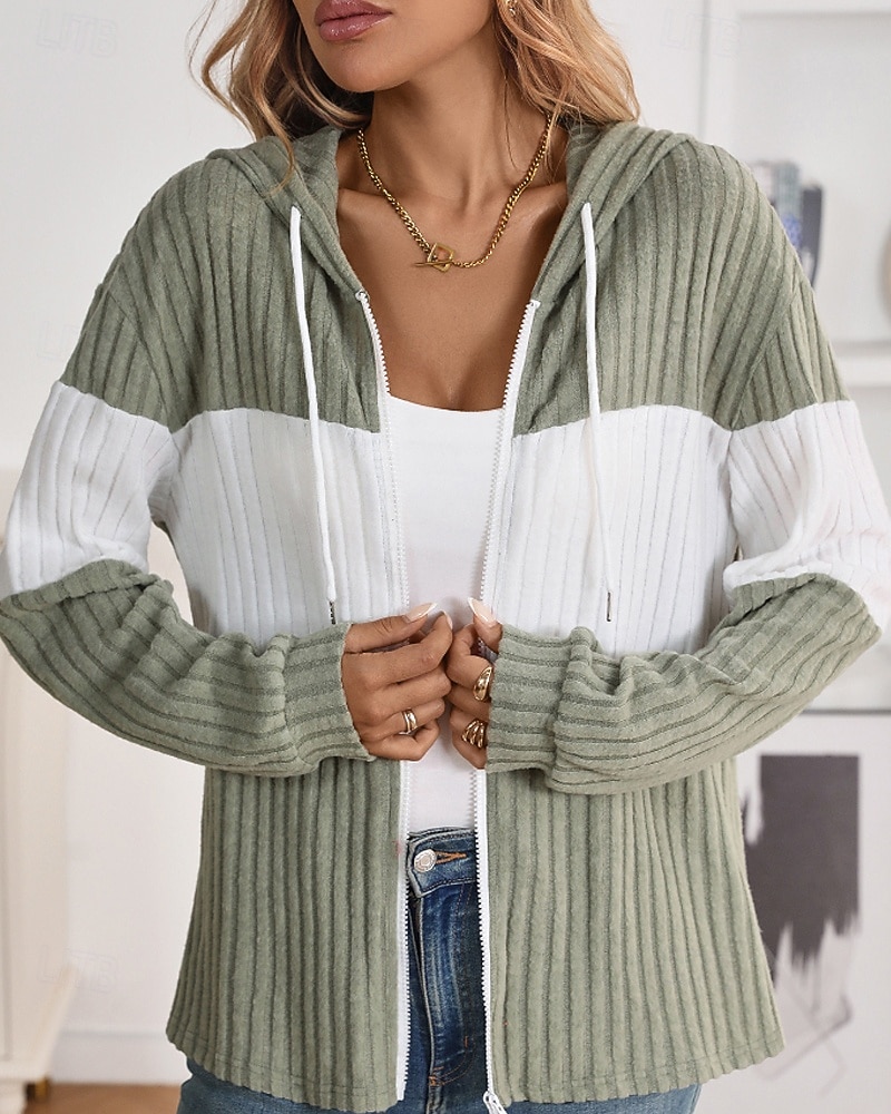 Damen Kapuzenjacke Bequem Patchwork Reißverschluss Lässig Farbblock Ausgehen Wochenende Reisverschluss Regulär Mit Kapuze Normale Passform Langarm Oberbekleidung Schwarz Hellgrün Rosenrot Herbst 2025 - $26.99 –P3