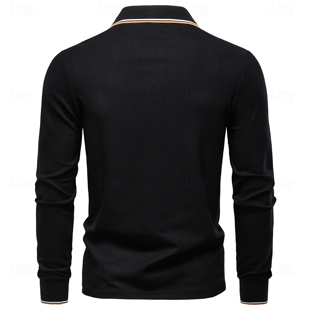 Hombre Polo Trabajo Negocio Cuello Vuelto Manga Larga Ocio Cómodo Plano Bloque de Color Puro Todas las Temporadas Ajuste regular Rojo rubí Negro Blanco Azul Marino Oscuro Gris claro Verde Ejército 2026 - $22.99 –P18