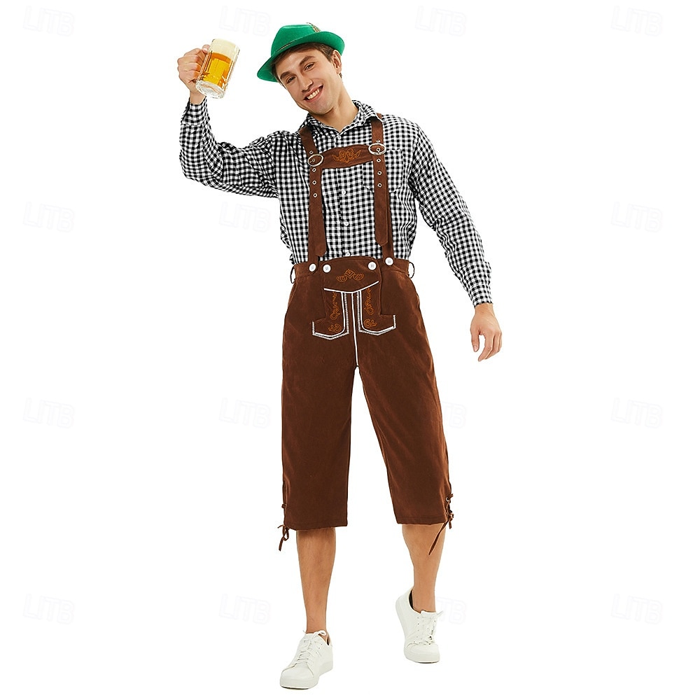 Carnaval Oktoberfest bier Oktoberfest Outfits Gemaskerd Bal Lederhosen Bavarian Duits Traditionele stijl Weiden Voor heren Carnaval Feest Halloween Doek in traditionele stijl Top Short Hoed 2026 - $53.99 –P6