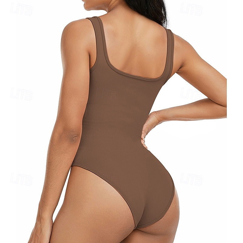 Dam Träningsdräkt One Piece Romper Ensfärgat Kroppsdräkt risvit Svart Gym Träning Löpning Andningsfunktion Magkontroll Ärmlös Sport Sportkläder 2025 - $17.99 –P13