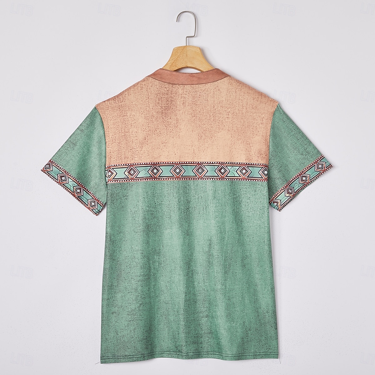 Men's Tribal Ethnic T Shirt Henley Shirt Tee Short Sleeve Designer Basic Ethnic Outdoor Casual Daily Summer Lake blue Black Light Green Dark Blue Light Blue Henley Henley T-Shirt 2026 - $21.99 –P10