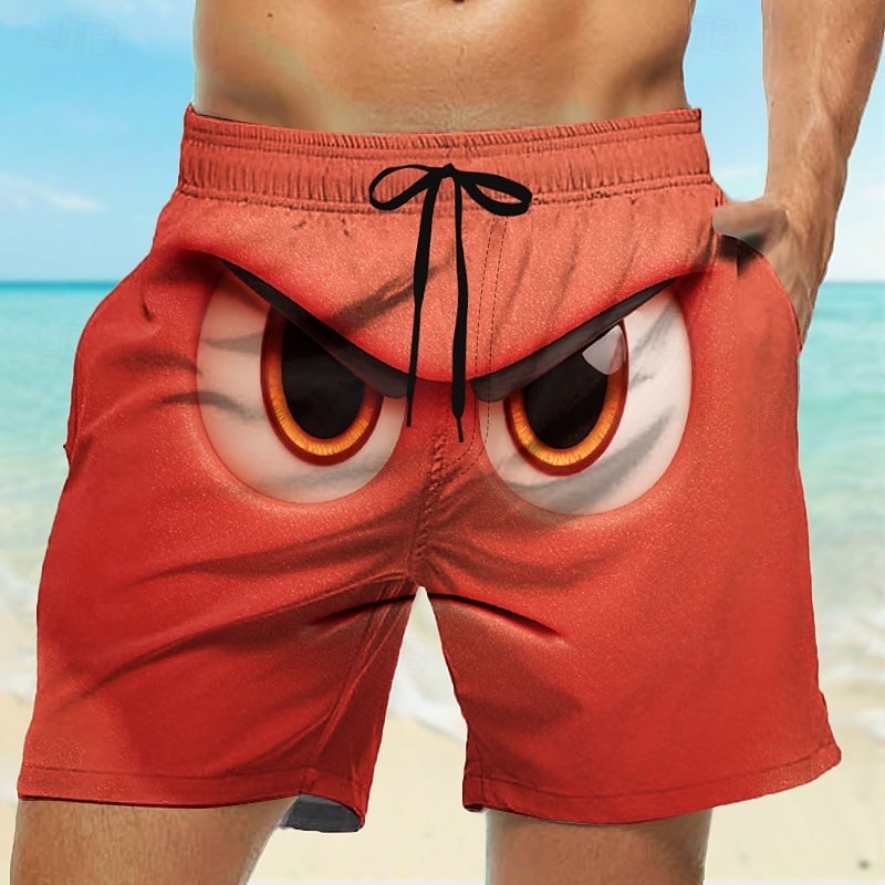 Herr 3D-seriefigur Le ansikte Stora ögon Badshorts Boardshorts Medium Midja Rolig Utomhus Semester Vardag Sidfickor Mesh foder Elastisk dragsko i midjan Designer Kläder 2025 - $19.99 –P2