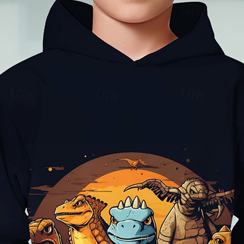 Pojkar 3D Dinosaurie Huvtröja Långärmad Vår Höst Mode Streetwear Barn 4-12 år Huva Utomhus Ledigt Dagligen Normal 2025 - $18.99 –P11