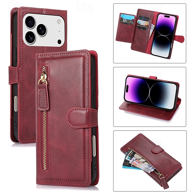 telefon Kılıf Na iPhone 17 Air 16 15 14 Pro Max Plus 16e 13 Pro Max Mini Osłona tylna Magnetyczne Stopka Gniazdo karty Retro TPU Skóra PU 2025 - $14.99 –P3