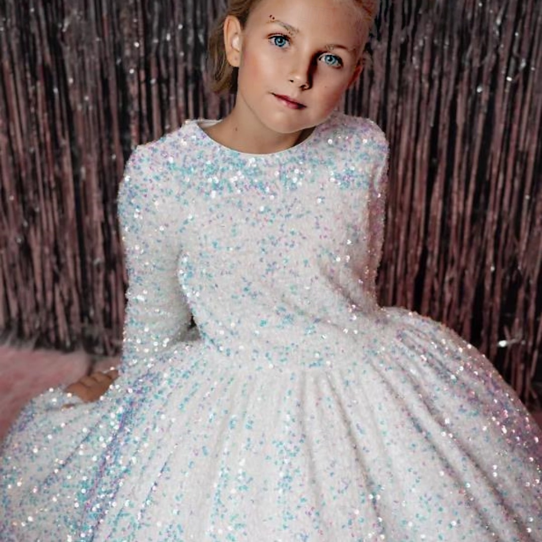 Kinder Mädchen Partykleid Einfarbig Langarm Leistung Netz Prinzessin Süß Netzstoff Knöchellang Etui-Kleid Tüllkleid Sommer Frühling Herbst Kinder Schwarz Weiß Wein 2025 - $79.99 –P4