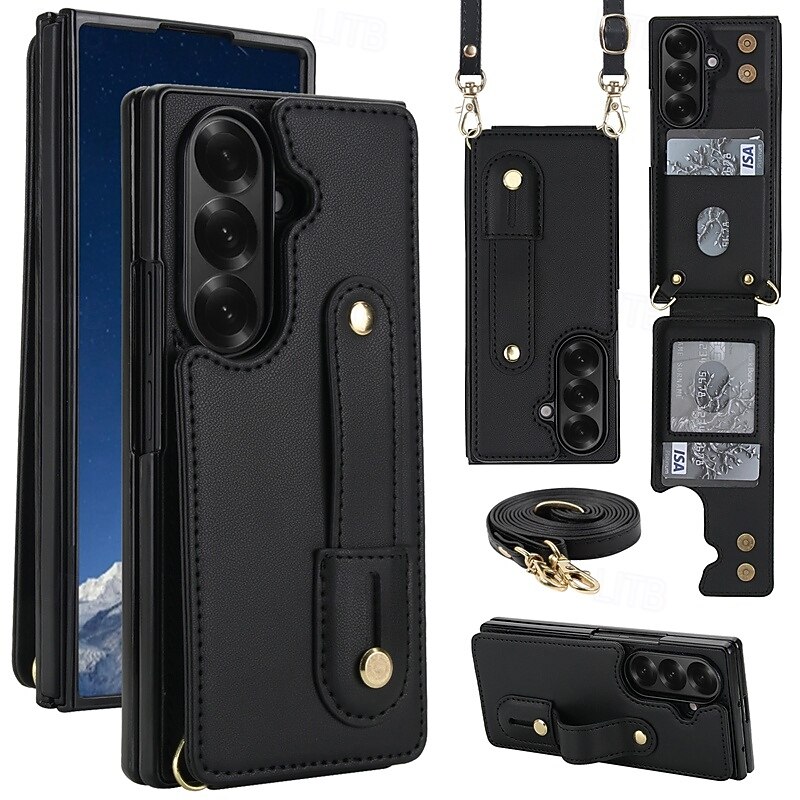 τηλέφωνο tok Για Samsung Galaxy Z Fold 7 Z Διπλώστε 6 Z Fold 5 Z Fold 4 με λουράκι καρπού Σταντ ποδηλάτου Υποδοχή κάρτας Ρετρό TPU PU δέρμα 2025 - $15.99 –P3