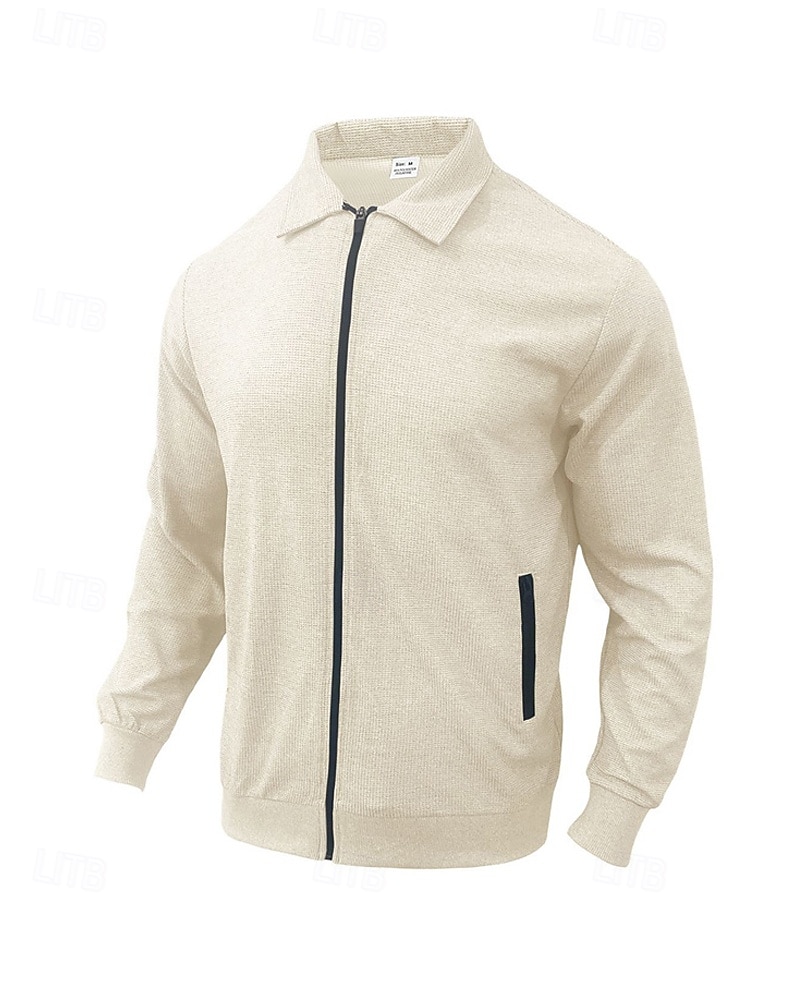 Homens jaqueta leve Jaqueta Waffle Jaqueta casual Férias Diário Respirável Bolsos Primavera Outono Tecido Moda Clássico Lapela Padrão Preto Branco Azul Royal cáqui Cinzento Casaco de 2026 por $21.99 –P20
