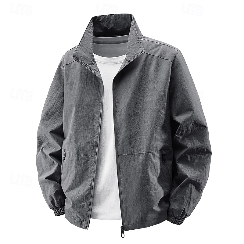 Per uomo Giacca Leggera Giacca Casual All'aperto Vacanza Caldo Cerniera Tasca Autunno Inverno Semplice Moda Streetwear Colletto Mao Regolare Nero Cachi Verde militare Blu scuro Grigio Giacca del 2026 a $37.99 –P4