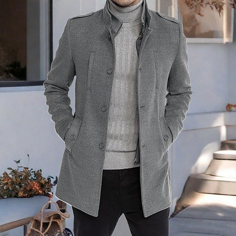 Per uomo Cappotto da marinaio Trench Vacanza Quotidiano Autunno Inverno Poliestere Antivento Capispalla Abbigliamento Moda Classico Semplice Tasca Collo alla coreana Monopetto del 2025 a $48.99 –P1