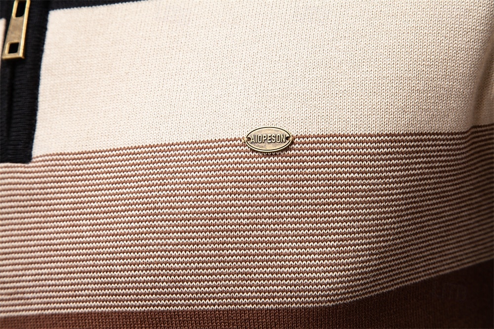 Homme Pull Tricoter Hauts Réguliers Demi-zip Bandes Rayé Col montant ancien Frais École Vacances Vêtement Tenue Printemps Automne Noir Violet S M L de 2025 ? $50.99 –P33