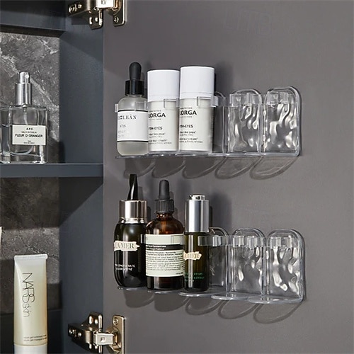 Row Plastic Wall Rack 2 Set (10 Pieces), Adhesive Ripple Storage Shelf, No Drilling Wall-Mounted Organizer for Door, Mirror, or Cabinet 2025 - $20.99 –P12