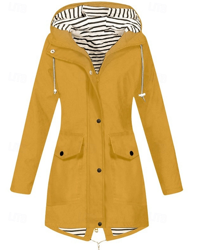 Mulheres Casaco com capuz Manter Quente Confortável Zíper Bolsos Moda Tecido Para Noite Casual / Diário Zíper Longo Com Capuz Normal Manga Longa agasalhos Branco Amarelo Vermelho Outono Inverno de 2025 por $33.99 –P3