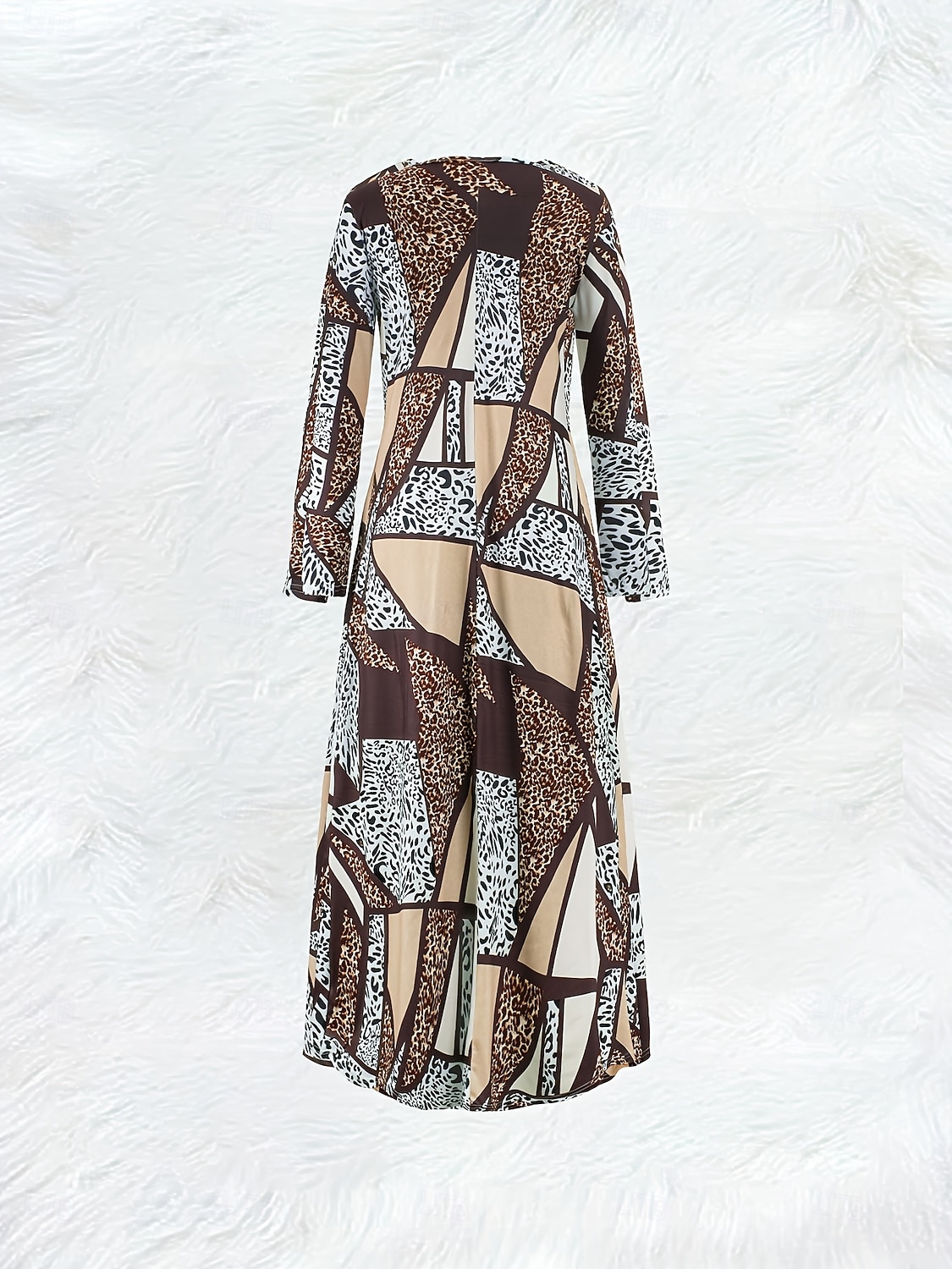 Damen Maxikleid Shiftkleid A Linie Kleid Party Lässig Boho Date Lässiger Schnitt Grafik Tiermotiv Leopard Langarm Rundhalsausschnitt Purpur Khaki Frühling Herbst Winter 2025 - $32.99 –P5