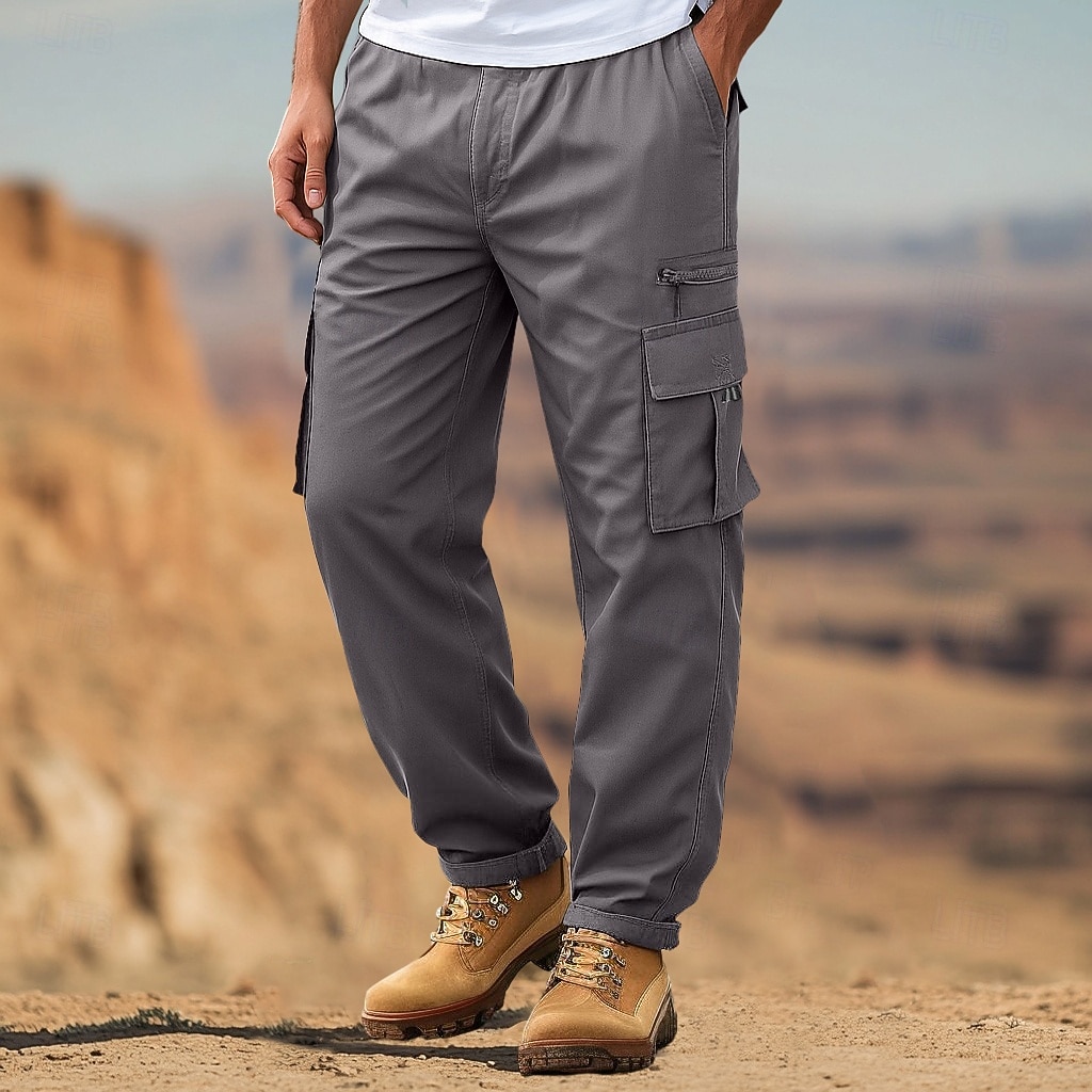 Voor heren Cargohosen Cargo-broek Vechtbroek Zak met rits Effen Kleur Effen Sneldrogend Lichtgewicht Volledige lengte Buiten Casual Dagelijks Vakantie Etnische stijl Zwart Leger Groen 2026 - $22.99 –P5