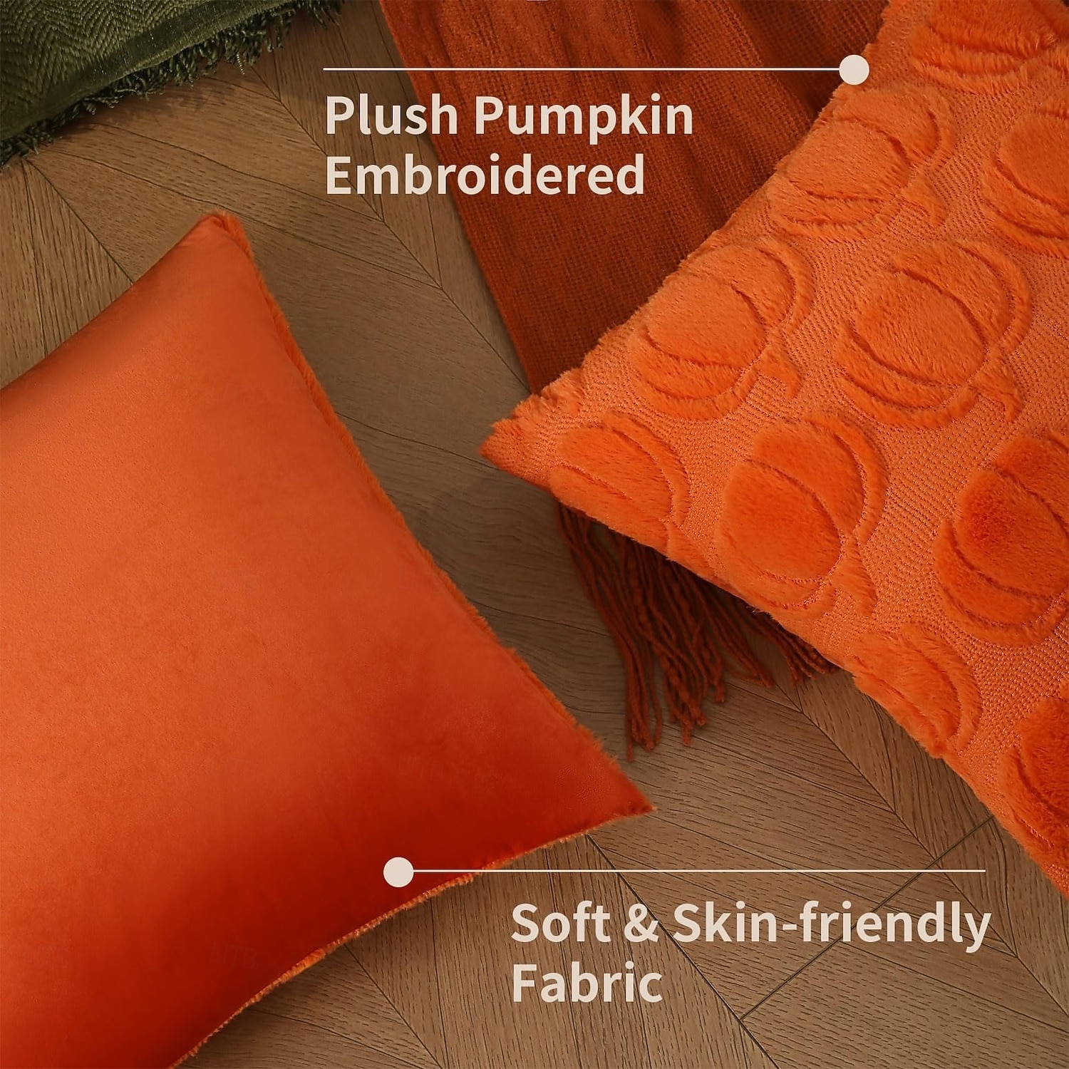 2026年 秋用クッションカバー 18 x 18インチ 感謝祭やハロウィーンの装飾用カボチャクッションカバー、ラストベージュとホワイト、ソファベッドの装飾  コレクション – $10.99 –P5