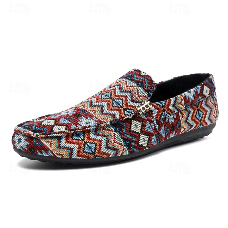 mocassini da uomo in jacquard multicolore con motivo a zigzag – scarpe casual slip-on alla moda per feste, vacanze e resort estivi del 2026 a $32.99 –P1