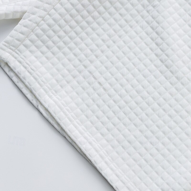 Voor heren Wafel Shirt T-shirt past 2 stuks outfits T-shirt en korte broek Korte mouw Strakke ronde hals Zomer Effen Modieus Casual Jacquard 2-stuks Vakantie Alledaagse kleding Uitgaan Zwart Wit Khaki 2025 - $36.99 –P14