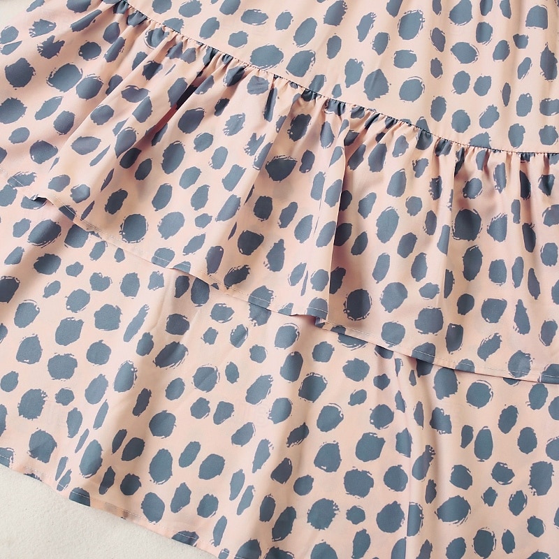 Mommy and Me Dresses Polka Dot Street Print Khaki Long Sleeve Midi Active Matching Outfits 2026 - $20.99 –P9