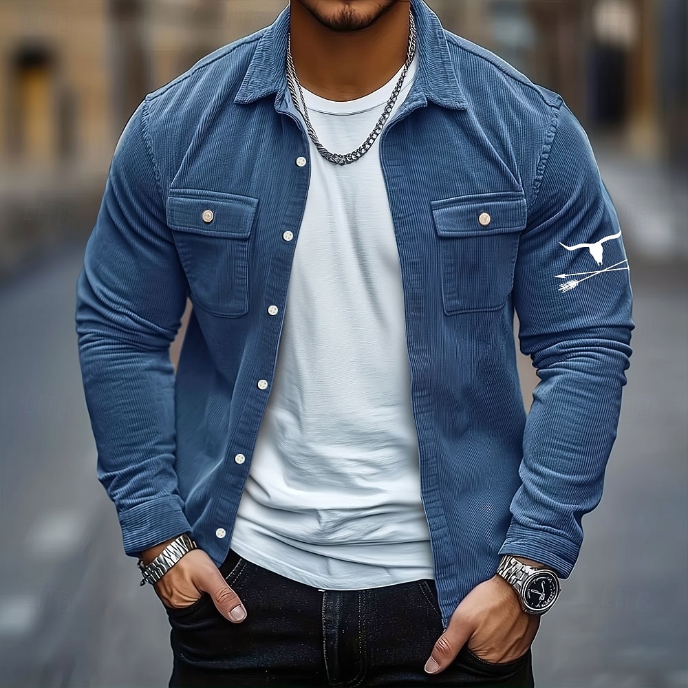 Ανδρικά Εκτύπωση αγελάδας Κοτλέ πουκάμισο Μπουφάν πουκάμισο Παντελόνι Μακρυμάνικο Vintage ρετρό ΕΞΩΤΕΡΙΚΟΥ ΧΩΡΟΥ Καθημερινή Ένδυση Φθινόπωρο Χειμώνας Απορρίπτω 2026 - $31.99 –P5