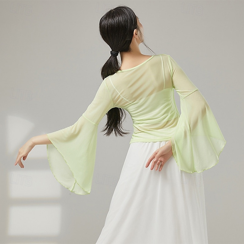 Sportkläder Topp Ren Färg Tvinning Tyll Dam Prestanda Träning Långärmad Hög Polyester 2025 - $33.99 –P4