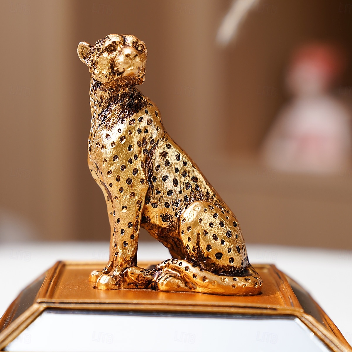 1 ks 4,1*5,5 palcový zlatý zrcadlový leopardí úložný a dekorační kus na šperky vhodný pro zdobení nehtů, šperky, ozdoby a štětce na make-up 2025 - $28.99 –P9