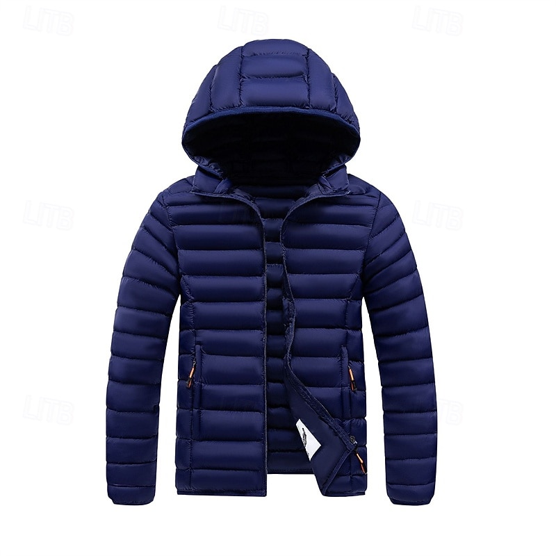 Pánské Zimní kabát Puffer bunda Polstrovaná bunda Kapsy Polyester Dovolená Denní nošení Rande Standardní Módní Na běžné nošení Pohodlné Zahřívací Zima Plná / Jednobarevná Tmavě šedá Černá Bílá Žlutá 2026 - $51.99 –P18