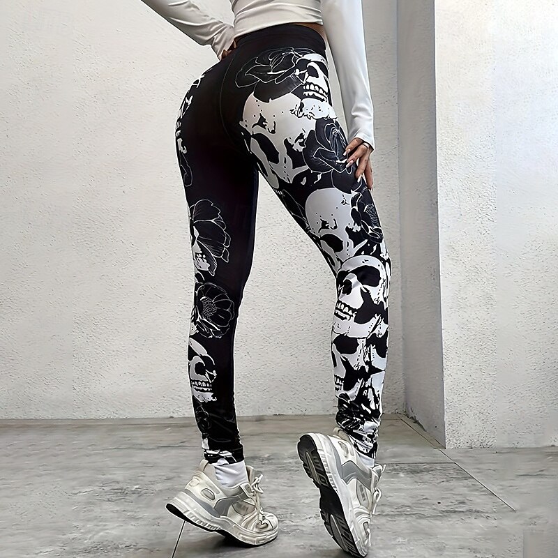 Damskie Spodnie sportowe Legginsy do jogi Wyszczuplenie brzucha Wysoka talia Obuwie sportowe Pilates Bieganie Doły Nadruk Czarny Jesień Sport Odzież sportowa 2026 - $15.49 –P4