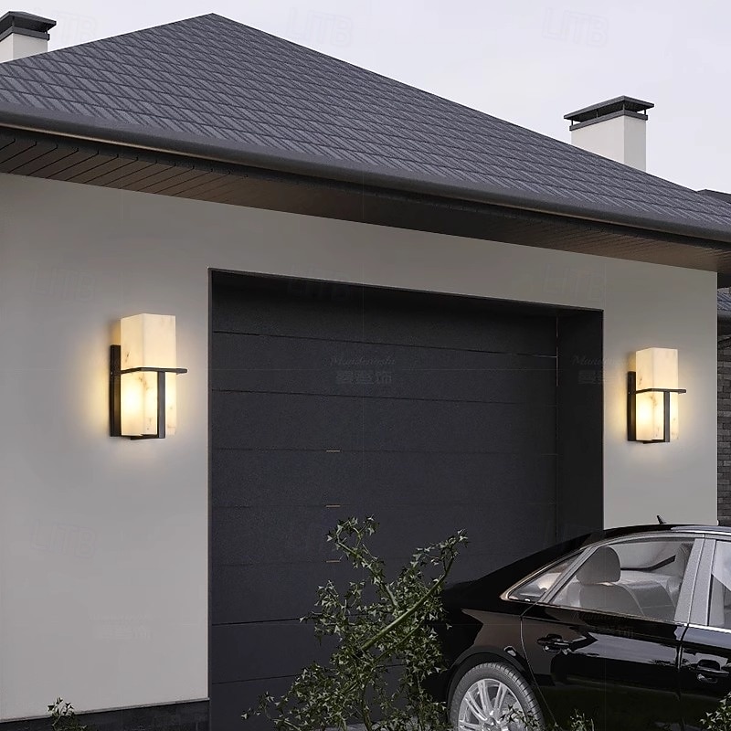 utendørs LED-vegglampe linjedesign vanntett belysning innendørs marmorvegglampe moderne soverom varmt hvitt lys 1 stk 2025 - $182.99 –P2