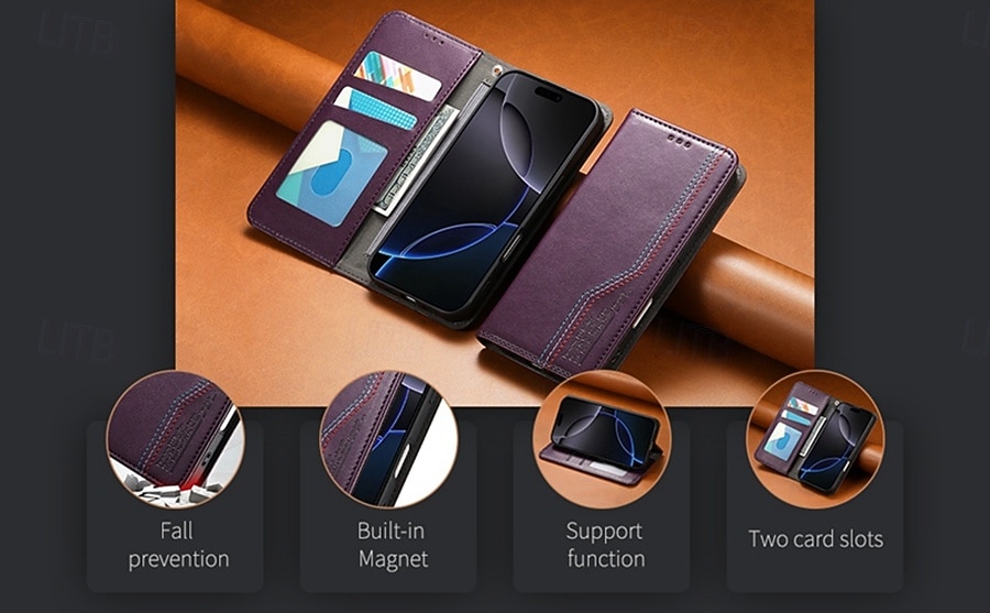 Phone Case For iPhone 17 Pro Max 17 Air 16 15 14 Pro Max Plus 16e 13 Pro Max Back Cover with Wrist Strap Kickstand Card Slot Retro TPU PU Leather 2025 - $10.99 –P3