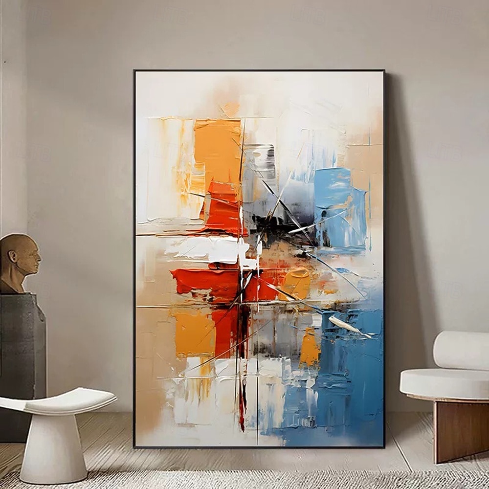 ציורי שמן מופשטים בעבודת יד עם טקסטורה על בד מודרני לקישוט חדר, תמונה לעיצוב הבית, ללא מסגרת, ציור לא מתוח, מינטורה 2026 - $44.99 –P4