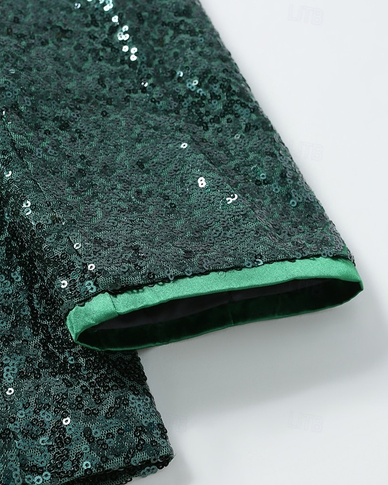 Per uomo Blazer Affari Cocktail party Ricevimento di matrimonio Moda Casual Primavera Autunno Poliestere Semplice Tasca Bottoni Confortevole Monopetto Giacca Verde scuro del 2026 a $60.99 –P6