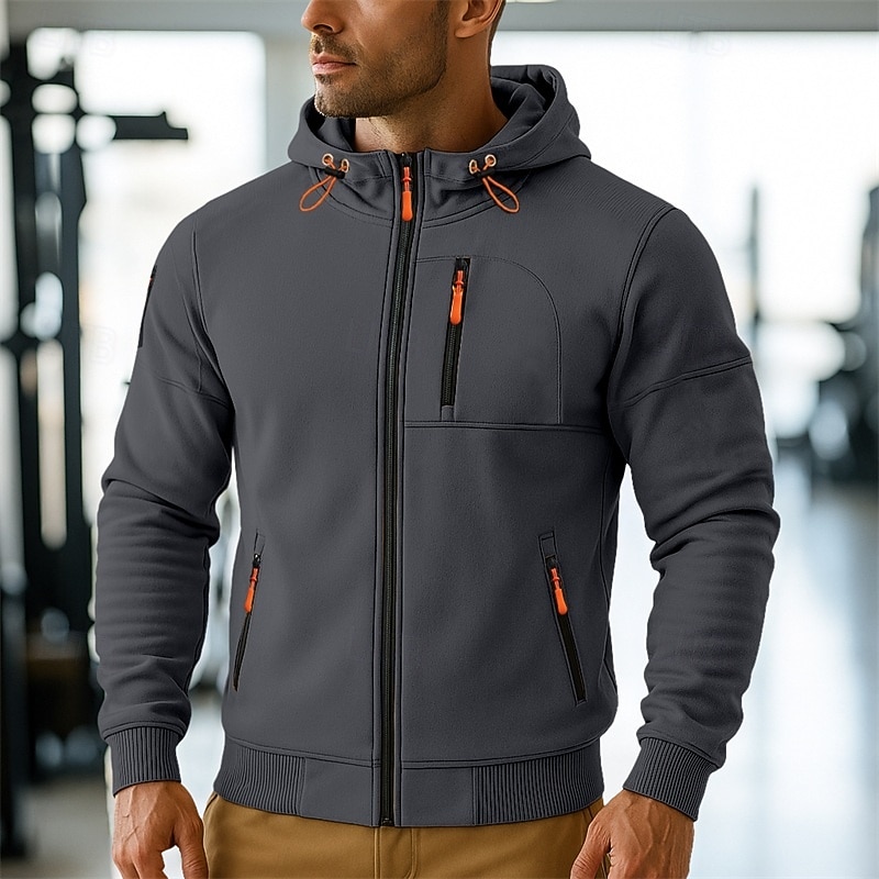 Per uomo Felpa con cappuccio Felpa con cappuccio a zip intera Felpa con cappuccio in pile Felpa con cappuccio tattica Nero Bianco Borgogna Blu marino Blu Con Cappuccio Semplice Cerniera Sport del 2025 a $23.99 –P6