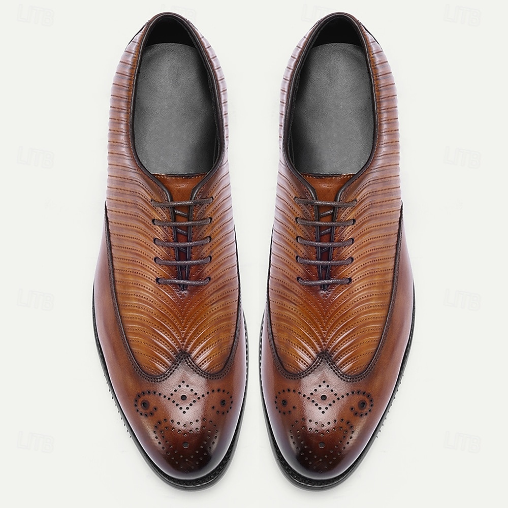 Chaussures richelieu à lacets en cuir de vachette marron pour homme, idéales pour les mariages, le bureau et les événements formels. de 2026 ? $119.99 –P4