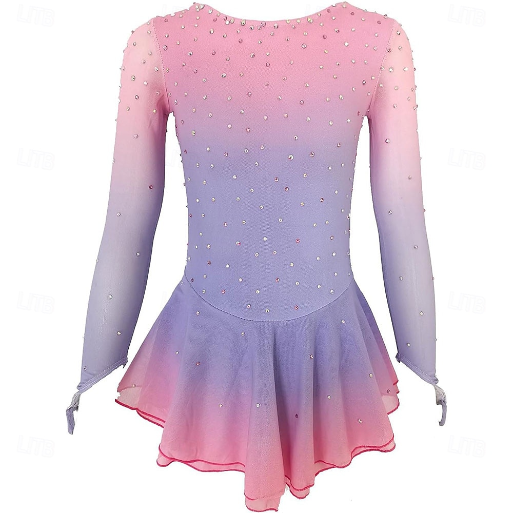 uniforme de patinação artística rosa para meninas para performance e competição de 2026 por $239.39 –P6