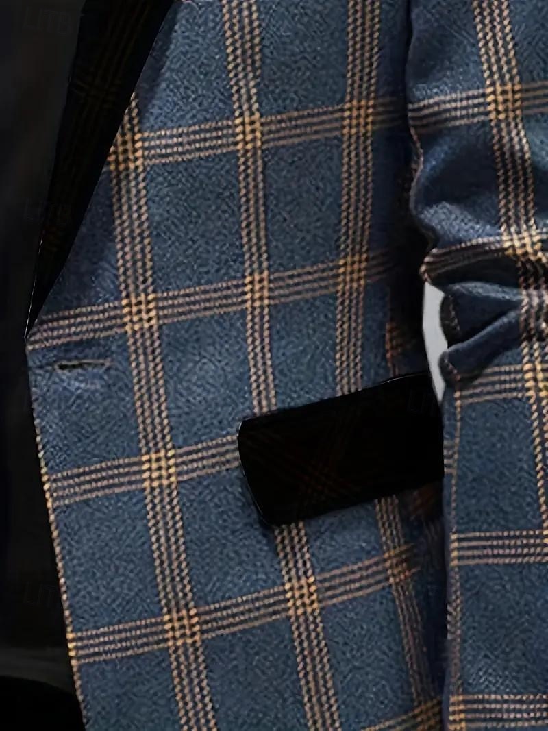 Bărbați Jachetă blazer Guler crestat Casual Plisat Blazer Albastru Prăfuit Fit adaptat Un singur rând, un nasture 2025 - $79.99 –P4