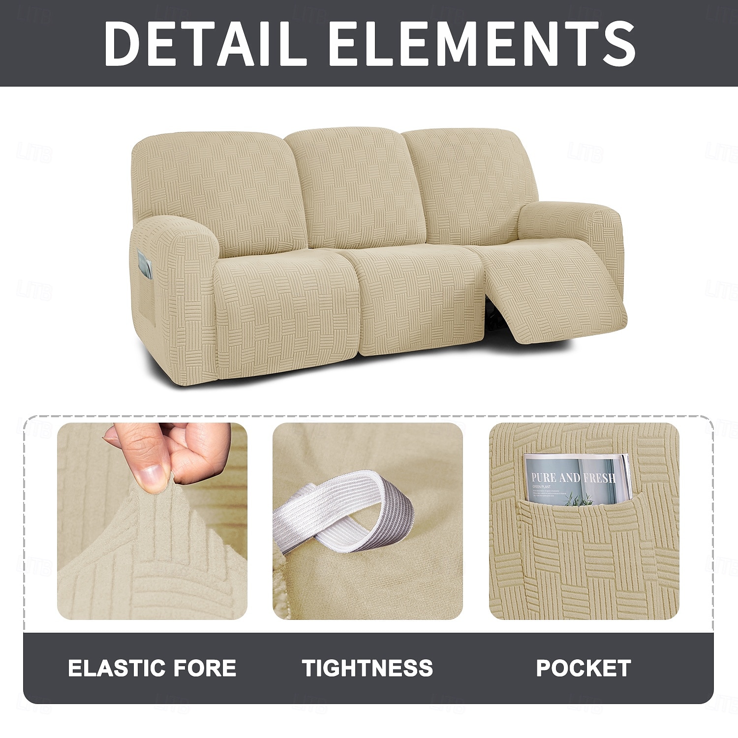 Sofá reclinável de 3 lugares com design de malha 5x5 - sofá de estar para três pessoas com encosto baixo e estilo moderno de 2025 por $75.99 –P6