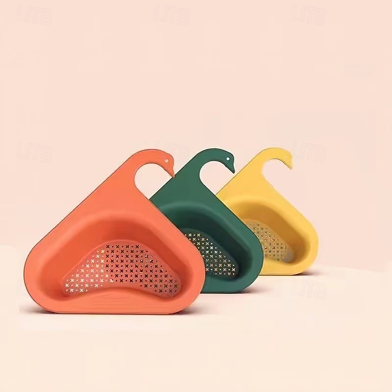 3pcs Kitchen Sink Drain Basket Swan Drain Rack, Triangular Corner Sink Strainer, Saddle Design Hanging Filter Basket for Fruits, Vegetables, and Food Waste, No Drilling Required 2025 - $11.99 –P4