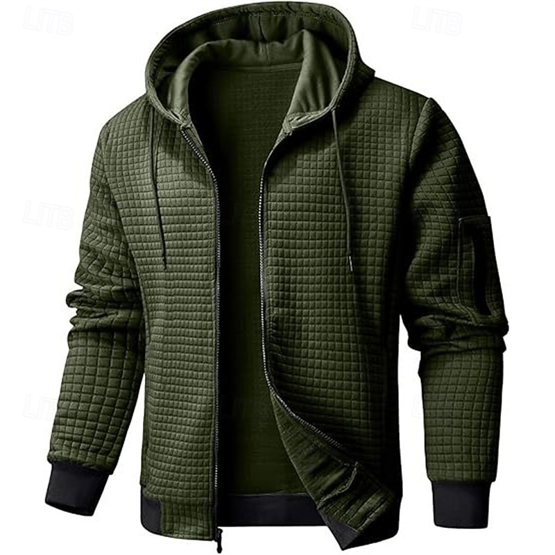 Per uomo Felpa con cappuccio Felpa con cappuccio a zip intera Felpa con cappuccio a nido d'ape Rosso bordeaux Nero Bianco Verde militare Blu marino Con Cappuccio Semplice Cerniera Sport & Outdoor del 2025 a $39.99 –P7